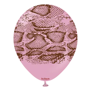 Kalisan 12" Snake Printed Retro Dusty Rose Latex Balloon, 25 pieces