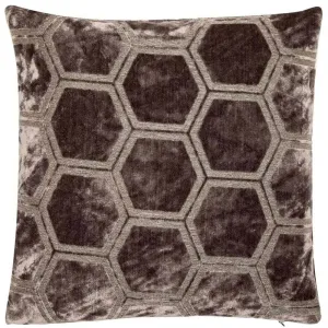 Large Hexagonal Cut Velvet Cushion - Slate