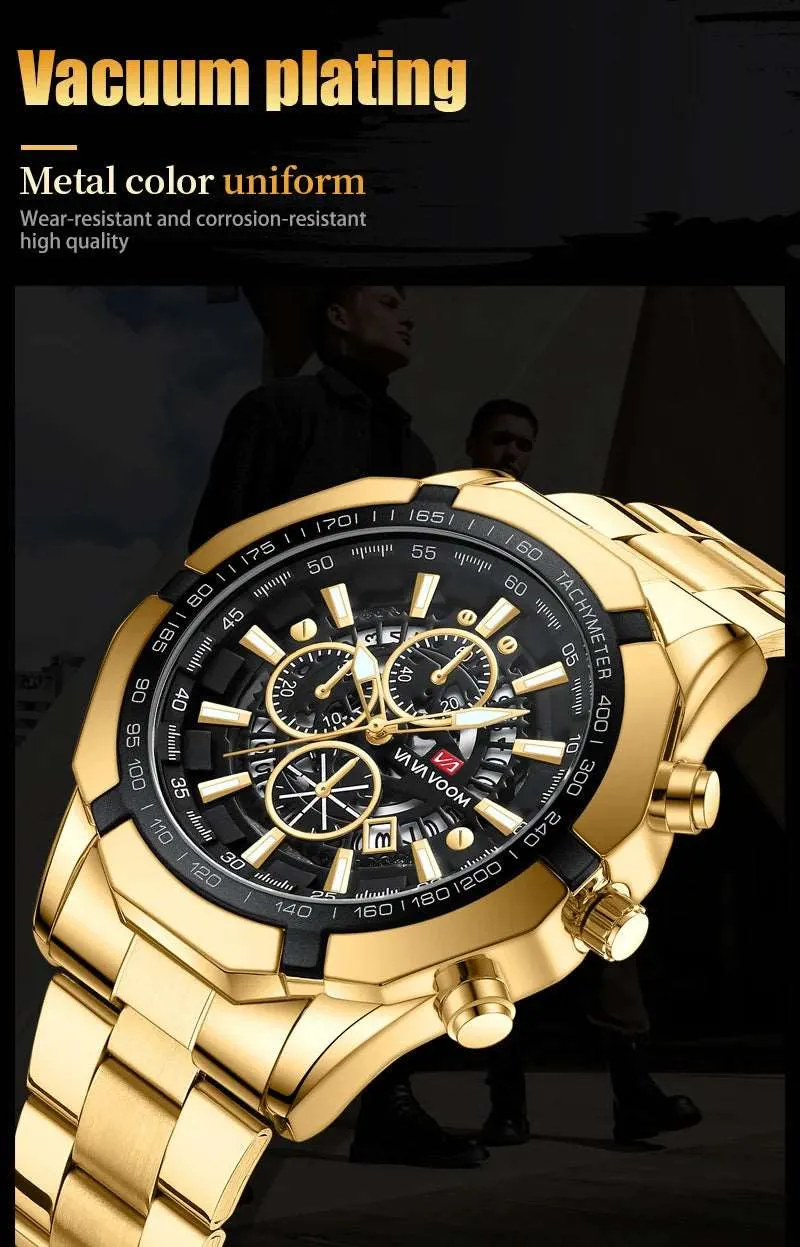 Luminous Stainless Steel Quartz Military Watch