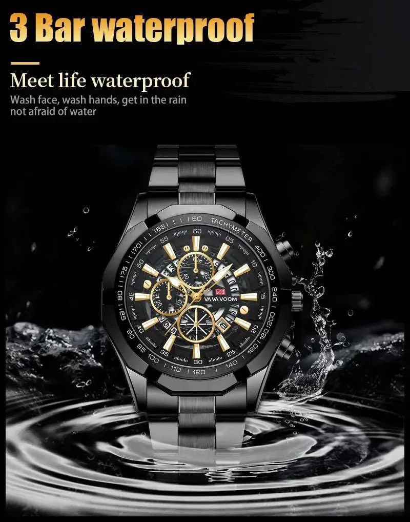 Luminous Stainless Steel Quartz Military Watch