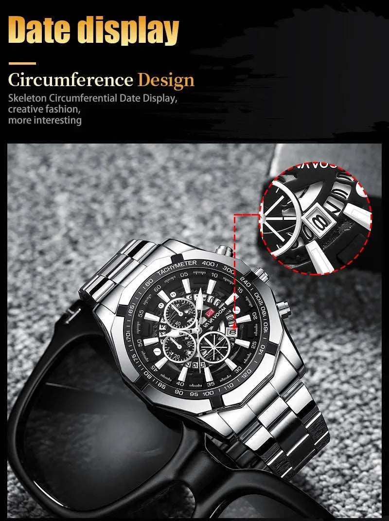 Luminous Stainless Steel Quartz Military Watch