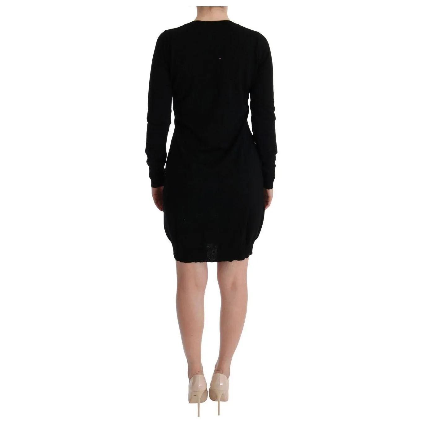 MARGHI LO' Elegant Black Wool Shift Dress