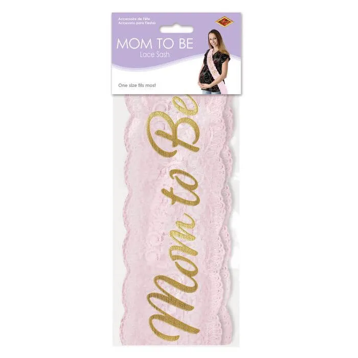 Mom To Be Lace Sash (Pink)