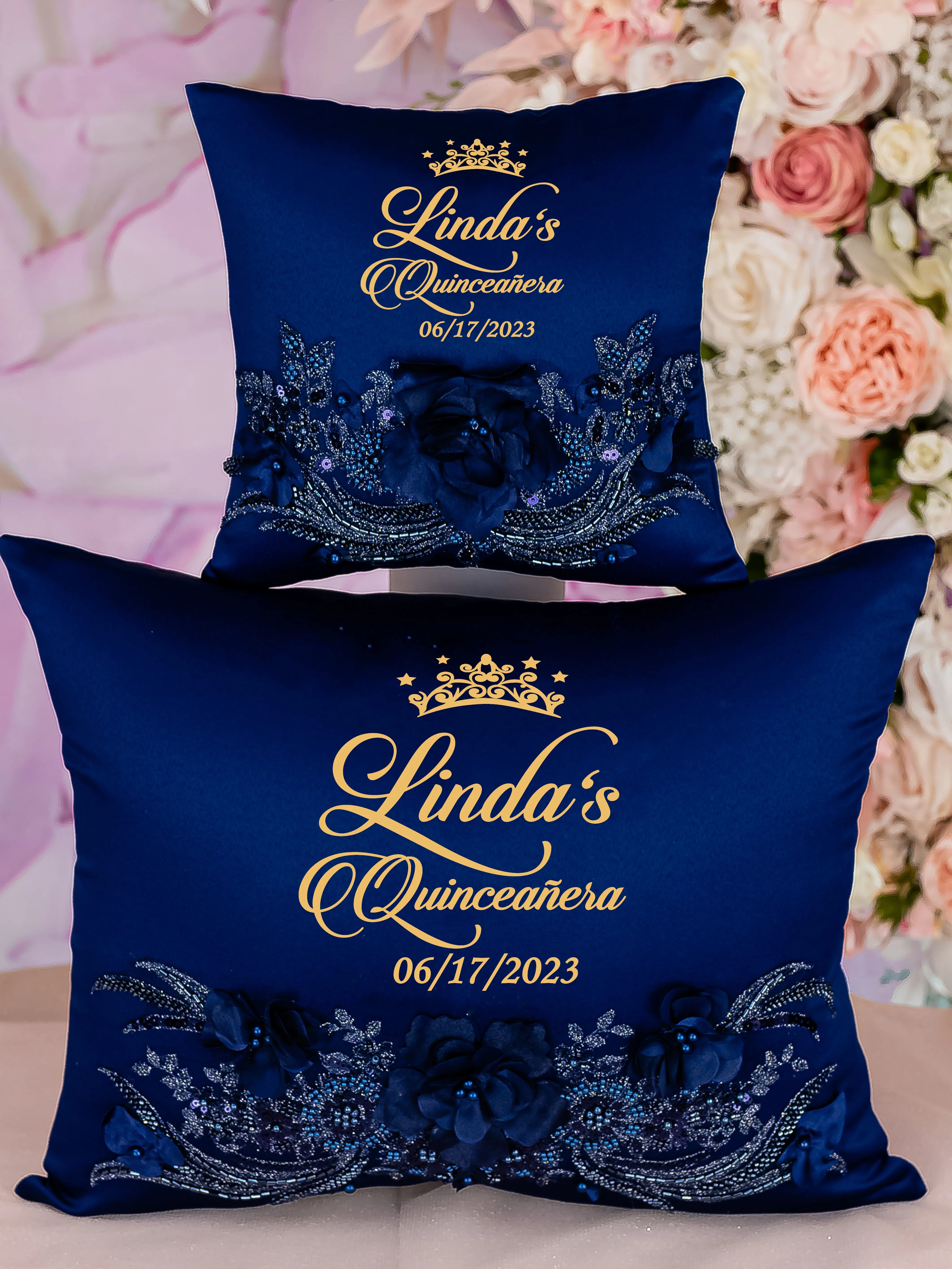 Navy Blue with gold quinceanera guest book