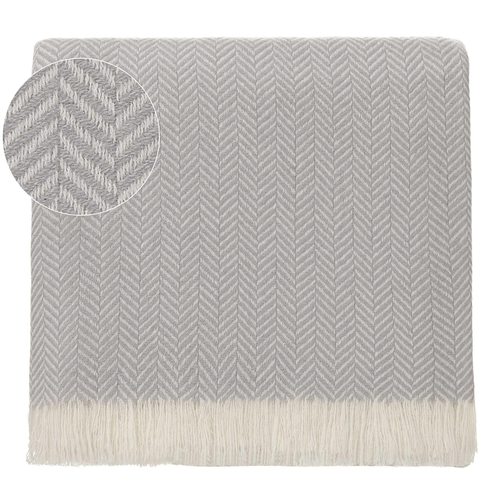 Nerva Cashmere Blanket [Light grey/Cream]