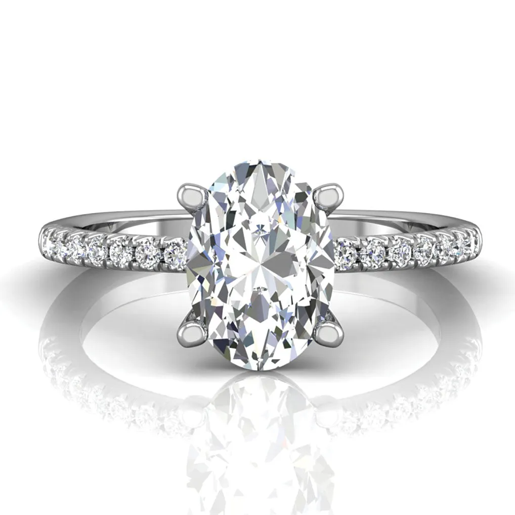 Oval Diamond Engagement Ring Setting in White Gold