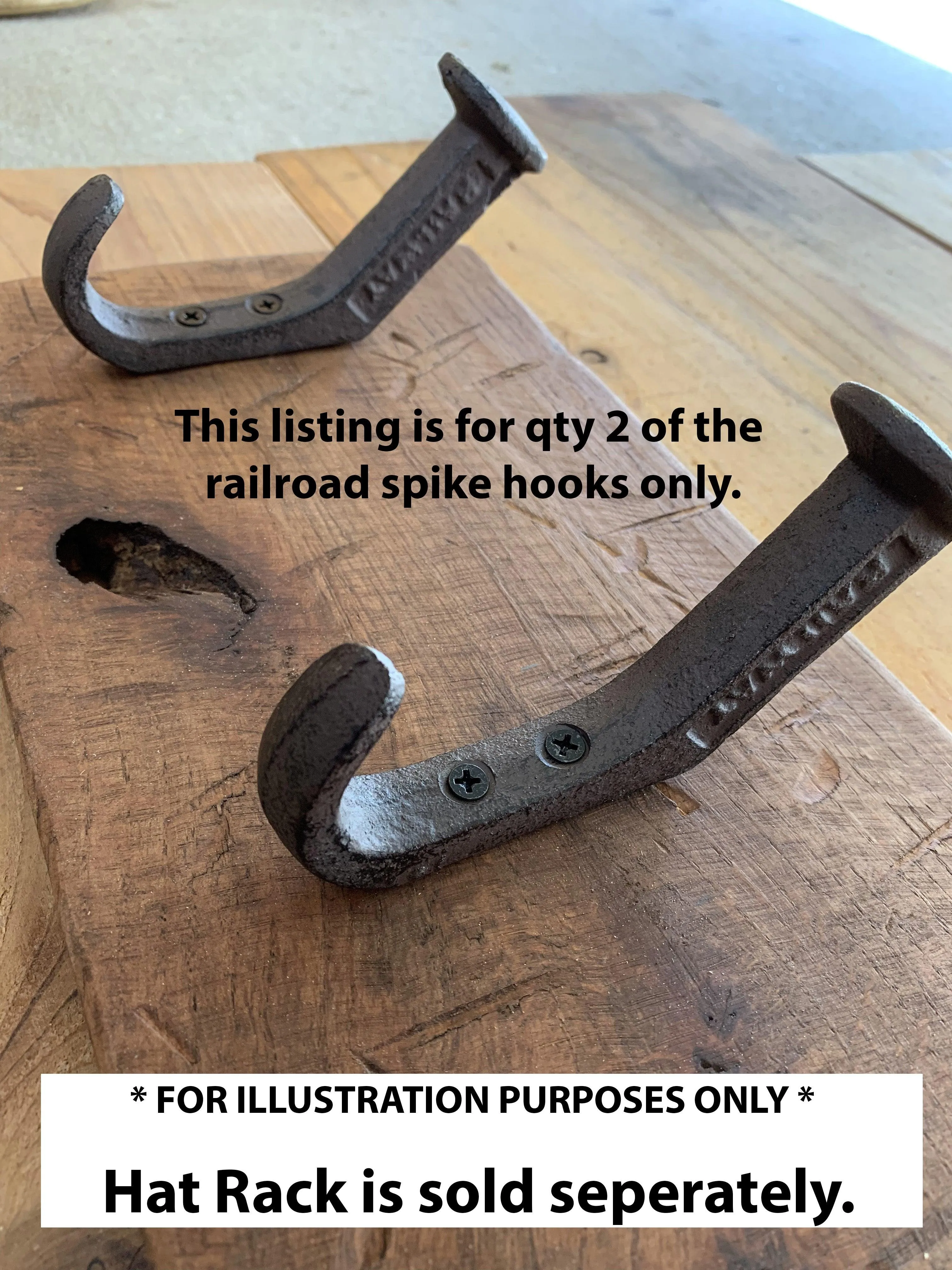 Railroad Spike Wall Hooks - qty 2