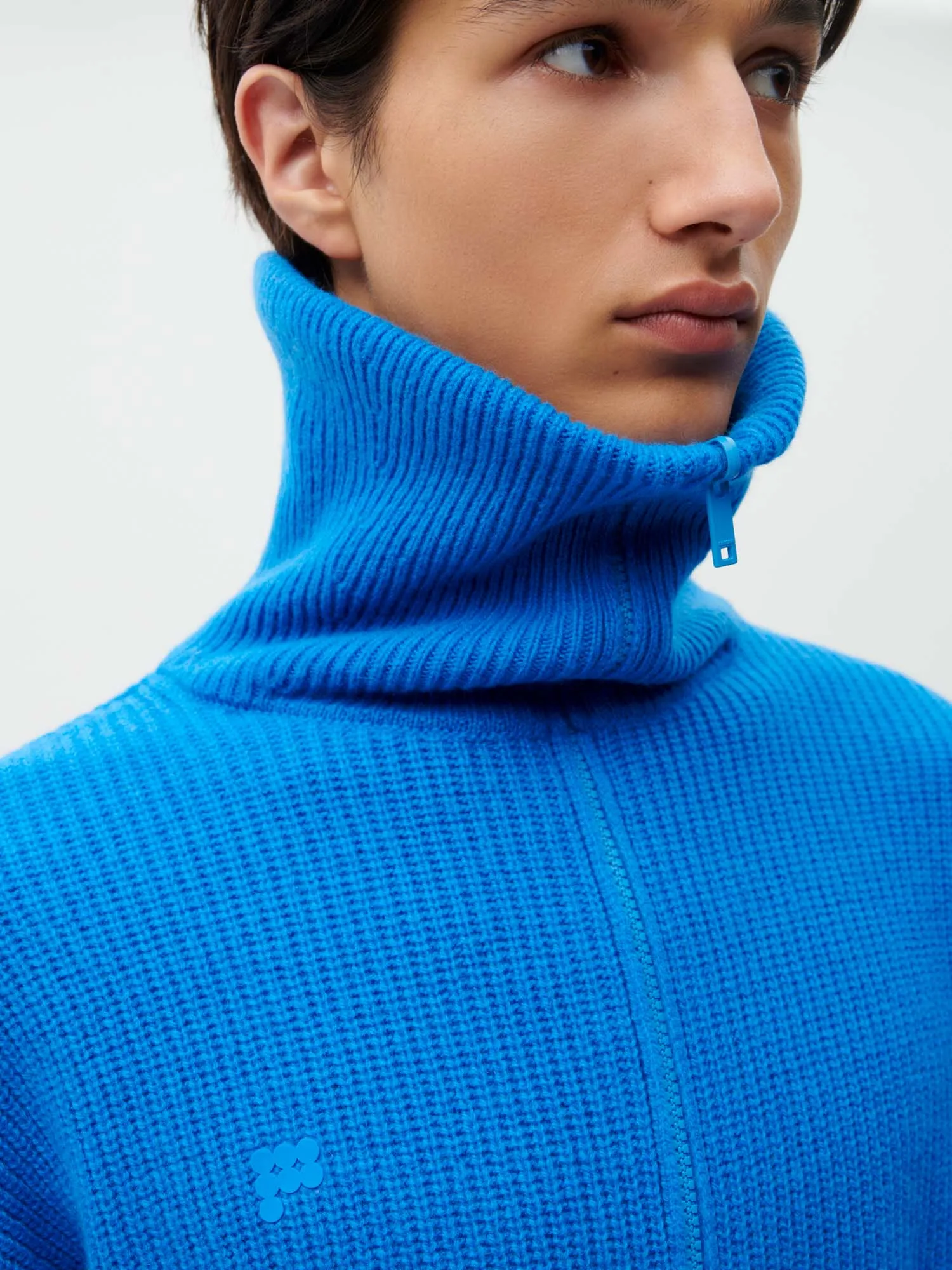 Recycled Cashmere Half Zip Sweater—cerulean blue