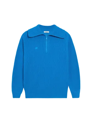 Recycled Cashmere Half Zip Sweater—cerulean blue