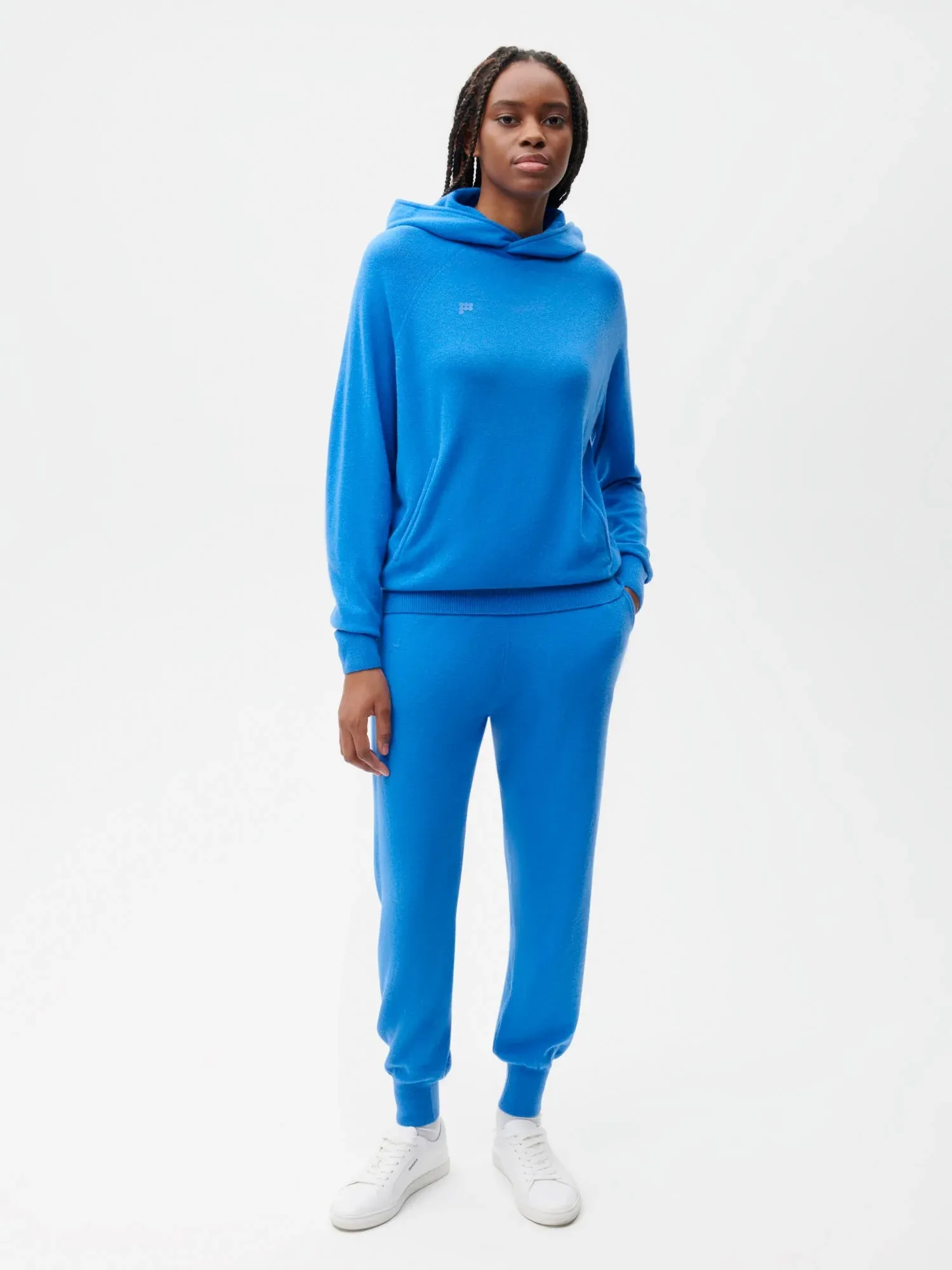 Recycled Cashmere Track Pants—cerulean blue