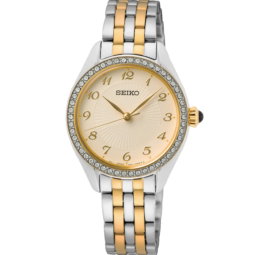 Seiko SUR480P Stone Set Two Tone Womens Watch