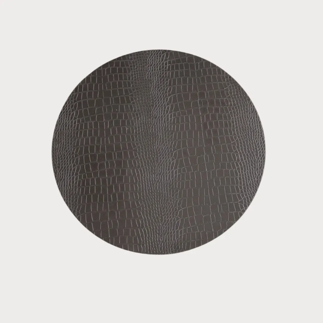 Set of 4 Faux Croc Reversible Textured Round Placemats - Black & Gray