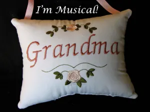 Simple Bullion Rose Music Box Pillow -- Personalized Embroidered MUSICAL Keepsake