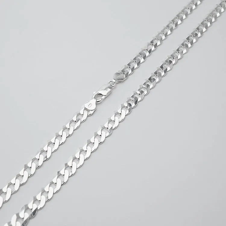 Solid 925 Sterling Silver 8mm Curb Chain For Men