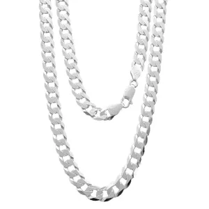 Solid 925 Sterling Silver 8mm Curb Chain For Men