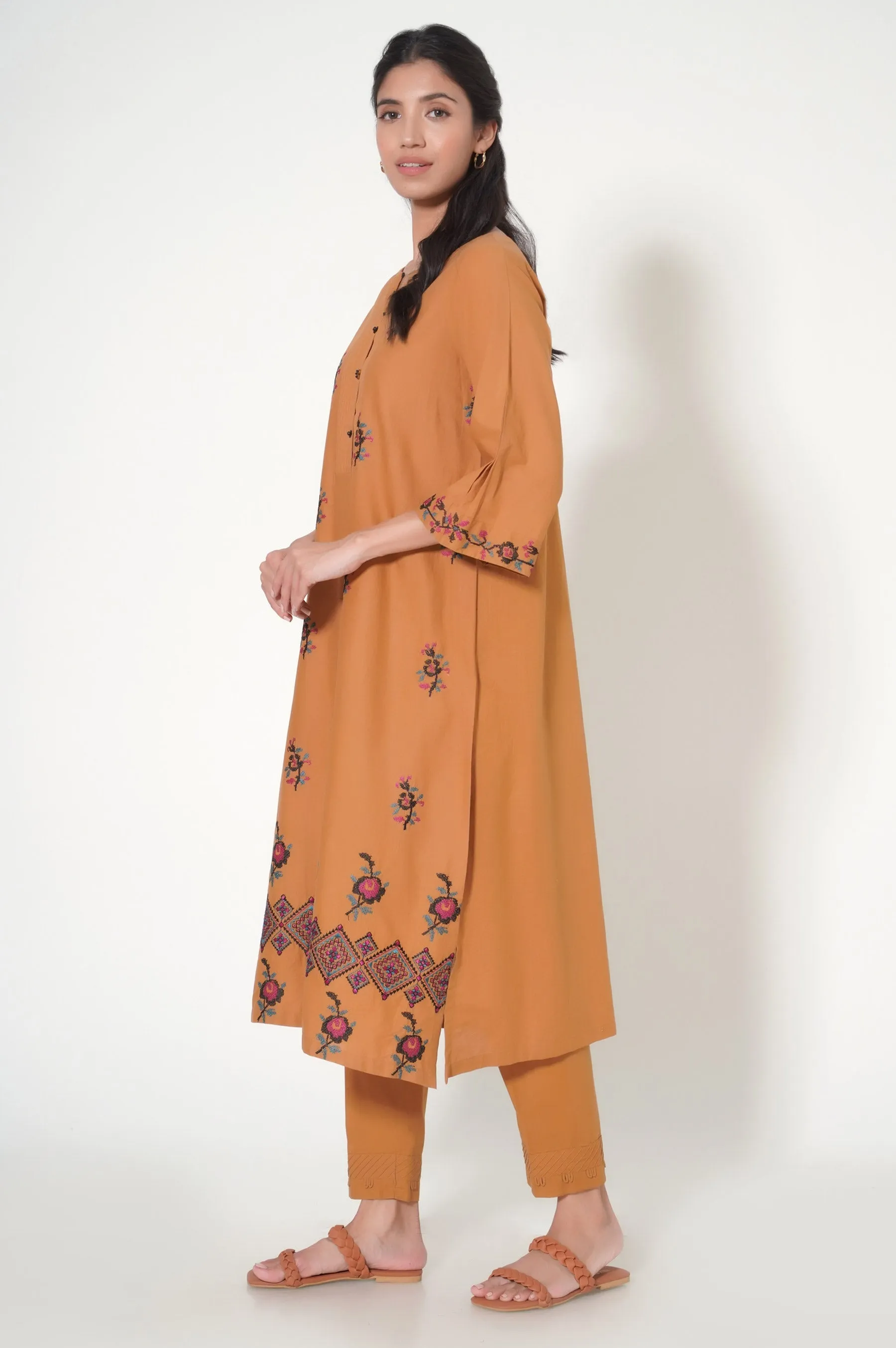 Stitched 2 Piece Cambric Embroidered  Suit