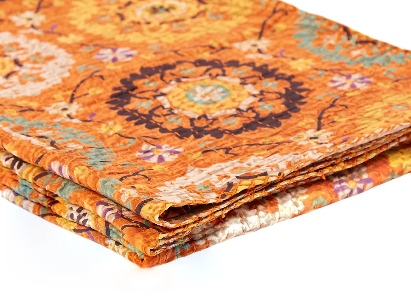 Taj Hotel Home Decor Kantha Cotton Throw | 50"x70" | 1