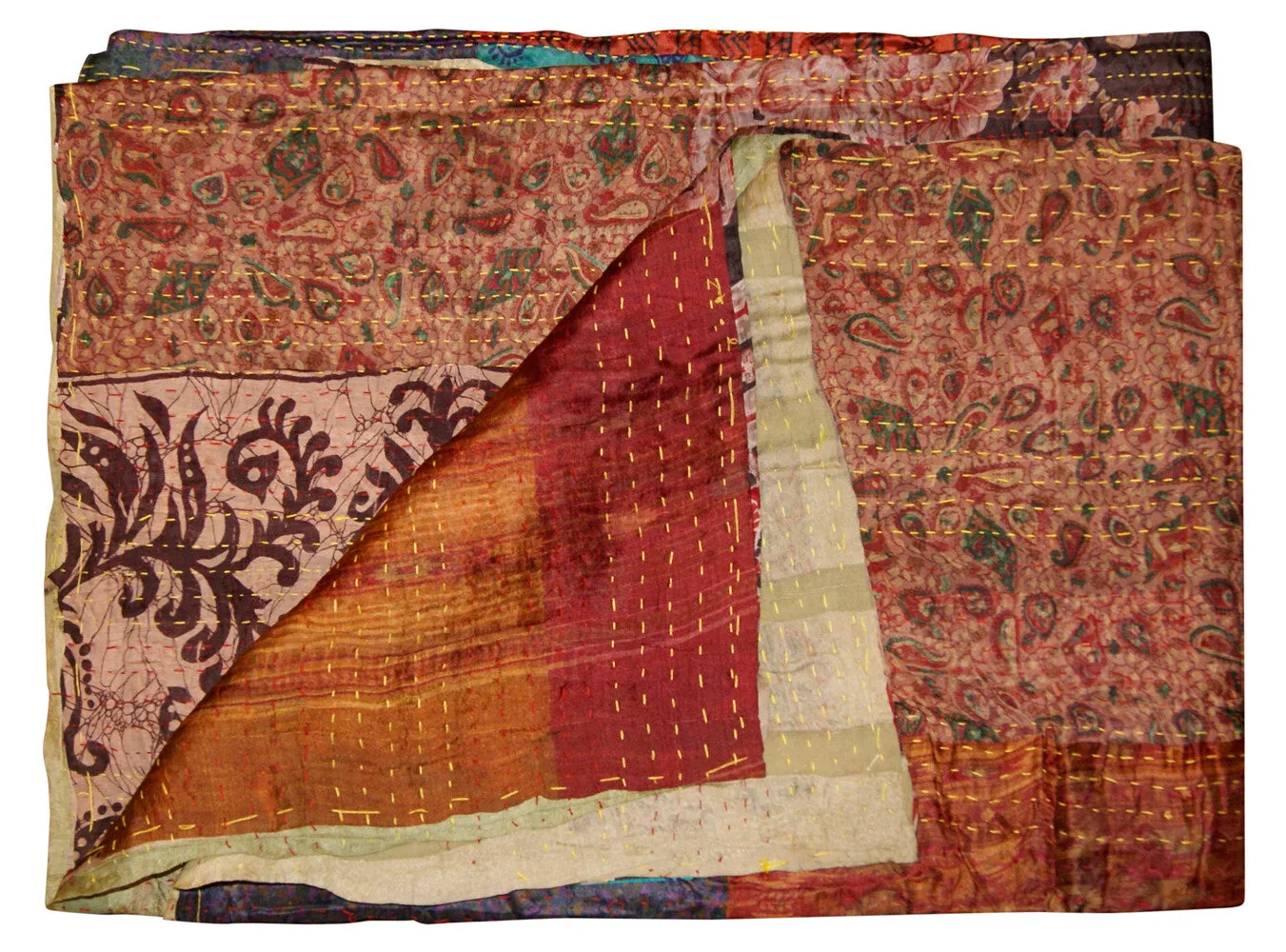 Taj Hotel Home Decor Kantha Silk Throw | 50"x70" | 3