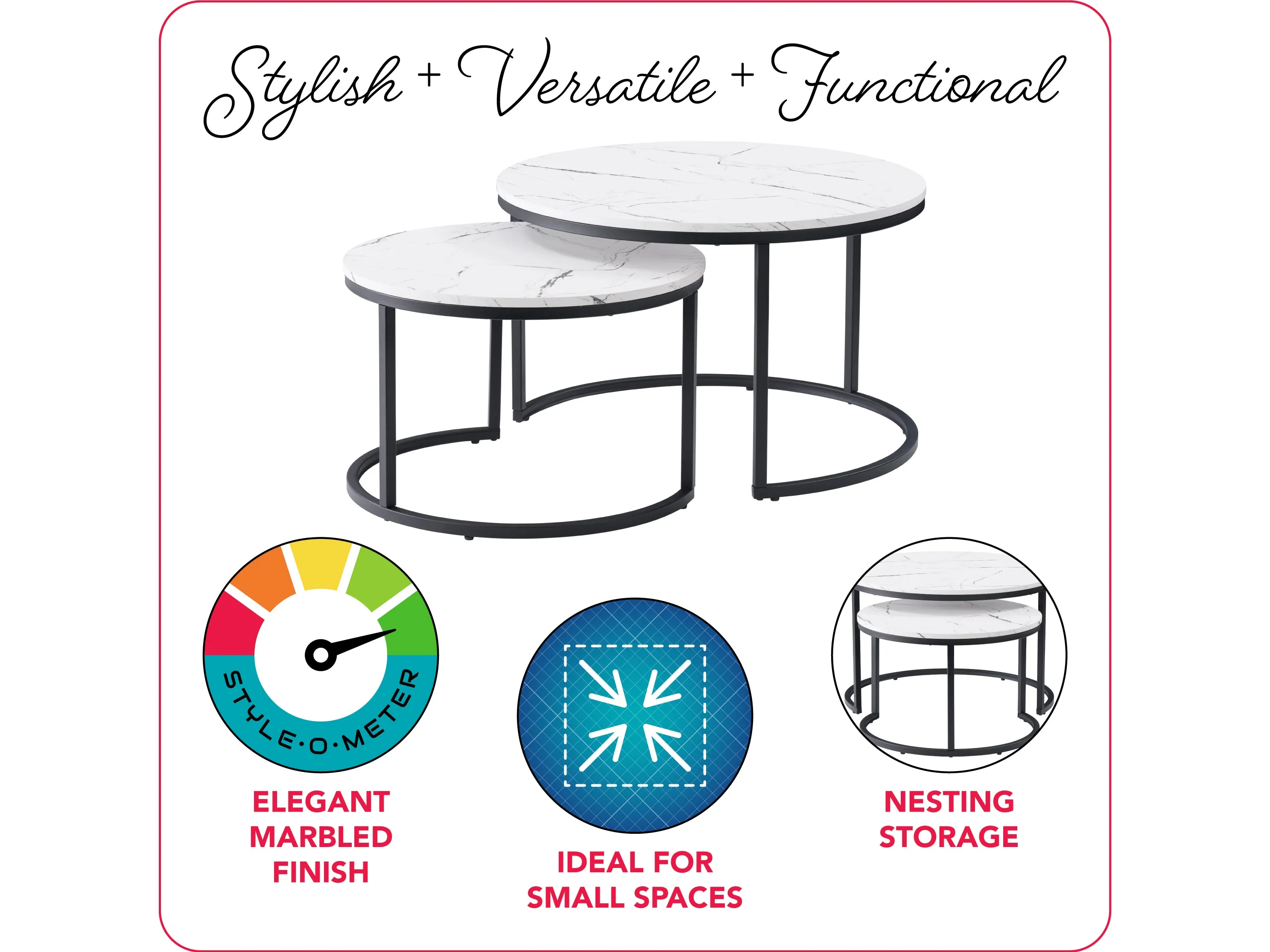 White Marble Round Nesting Coffee Tables