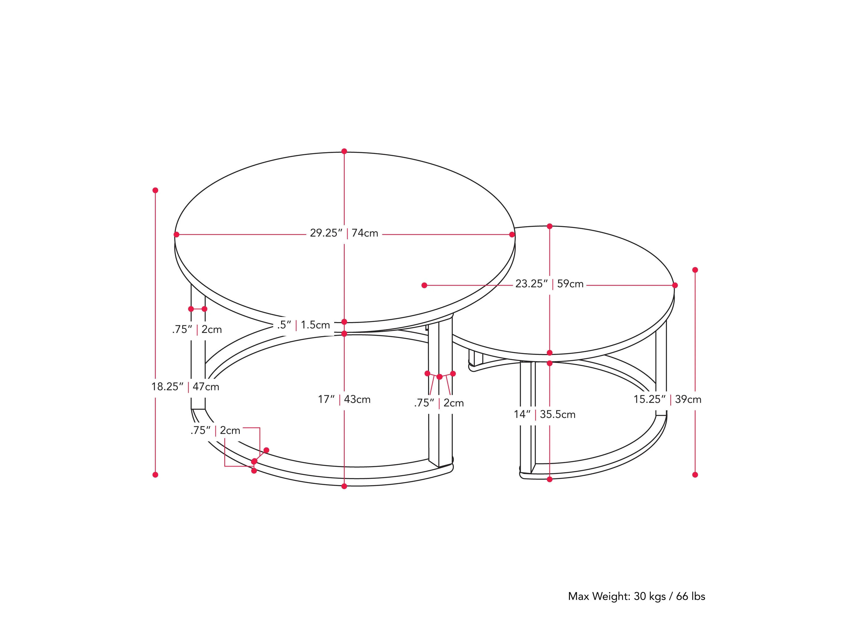 White Marble Round Nesting Coffee Tables