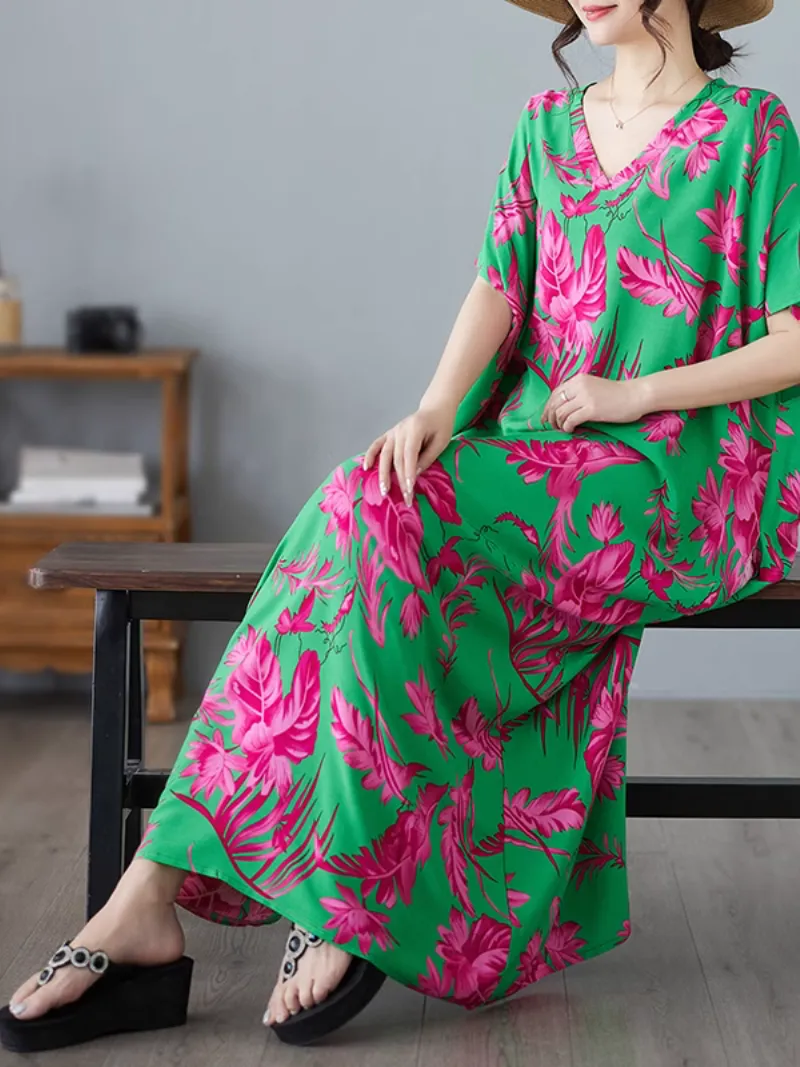 Women's Beautiful and Fashionable Floral Long Kaftan Dress