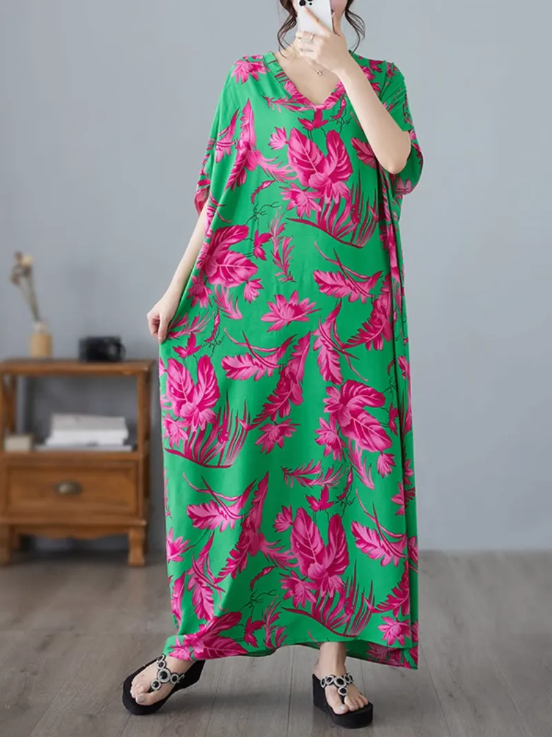 Women's Beautiful and Fashionable Floral Long Kaftan Dress