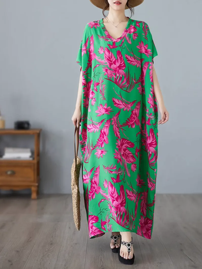 Women's Beautiful and Fashionable Floral Long Kaftan Dress