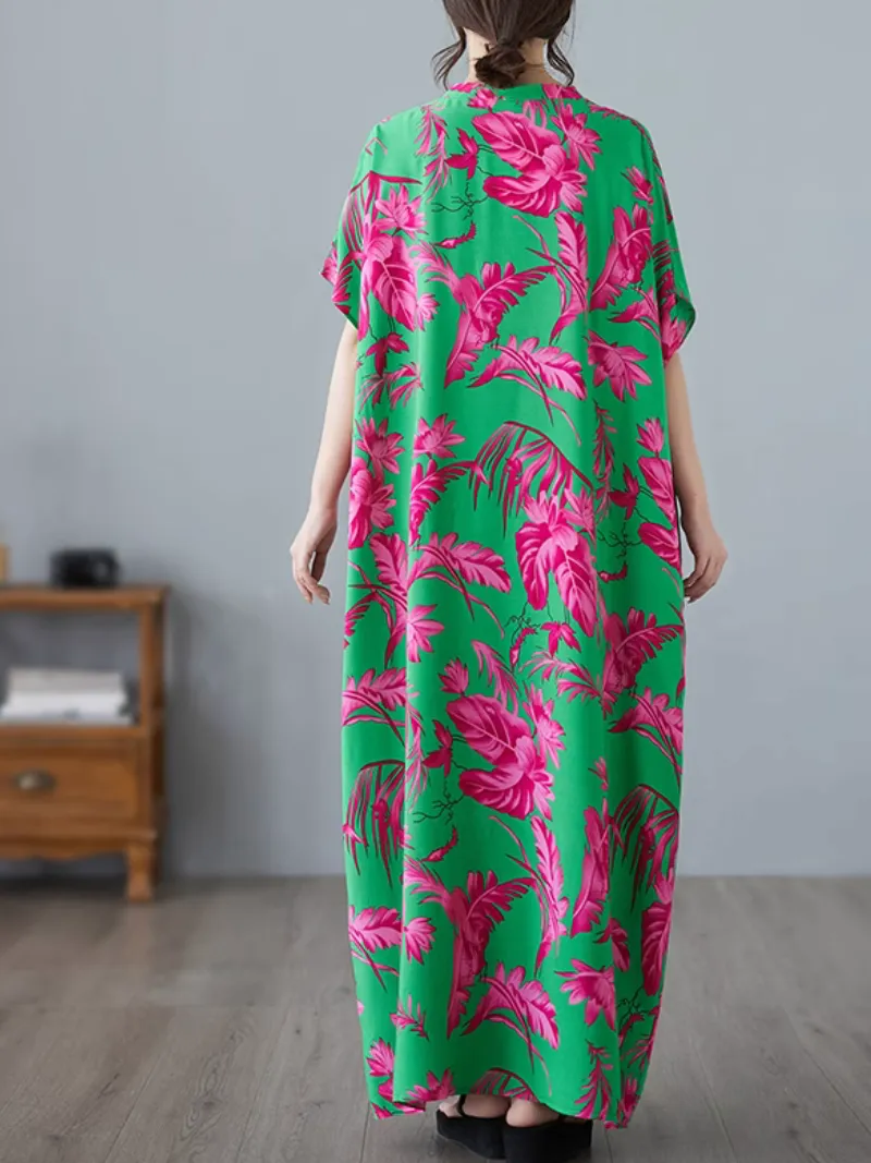 Women's Beautiful and Fashionable Floral Long Kaftan Dress