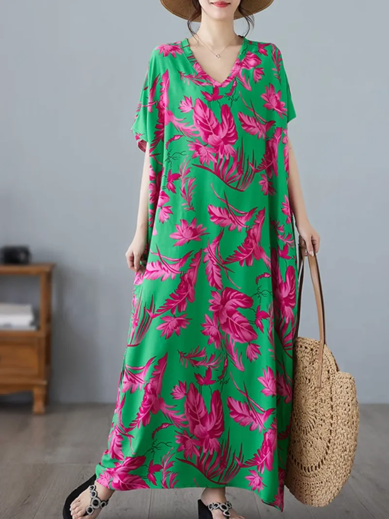 Women's Beautiful and Fashionable Floral Long Kaftan Dress